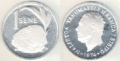 1974 Samoa silver 1 Sene (Proof) A005684